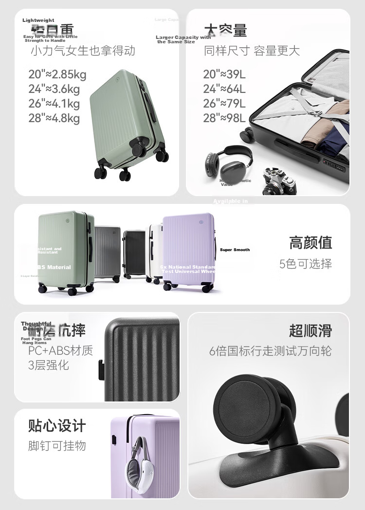 JD Jingzao Wujie Lite 20-inch Carry-on Luggage Spinner Suitcase with TSA Lock for Men and Women Phantom Purple 2