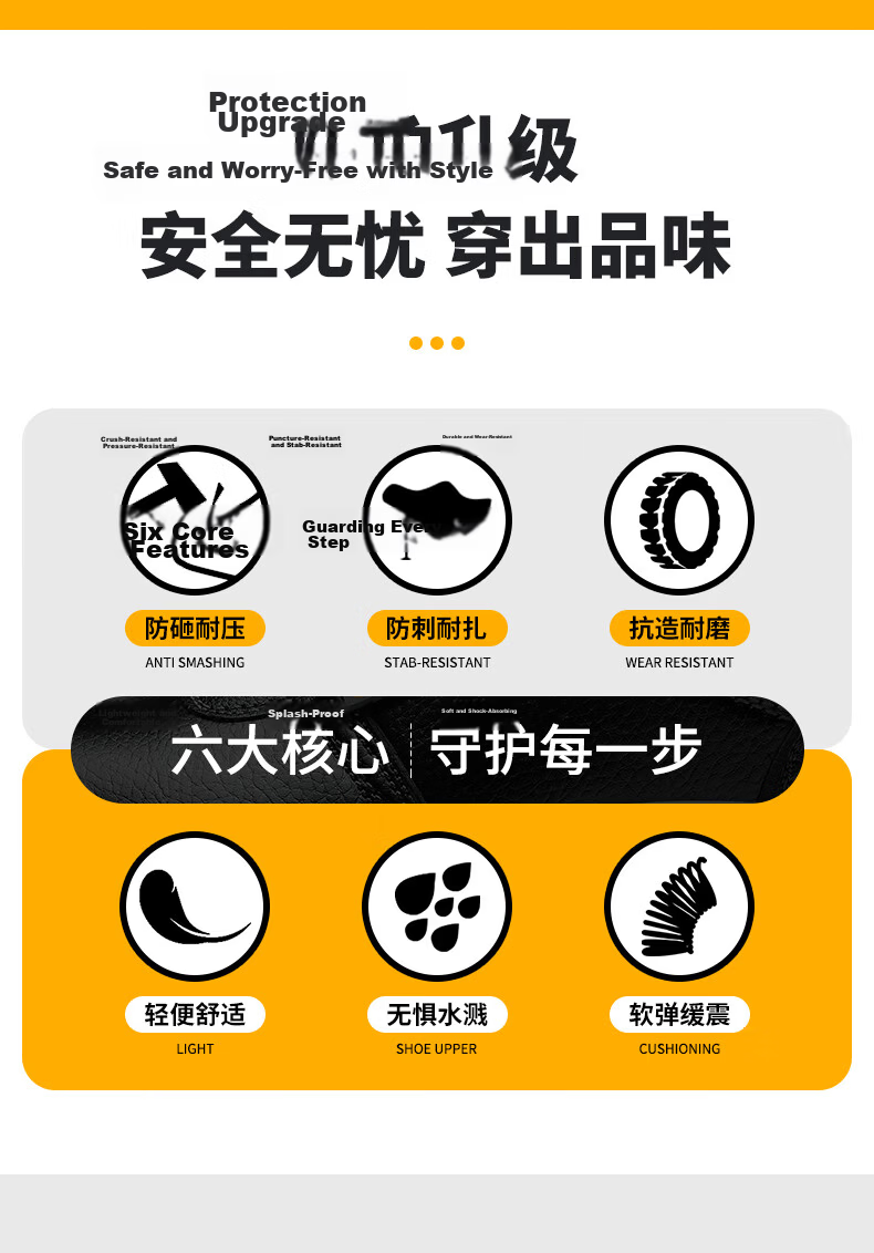 Shierlingzhi Men's Safety Work Shoes Steel Toe Anti-Smash Anti-Puncture Steel Plate Breathable Lightweight Wear-Resistant Oil-Resistant Size 37 2
