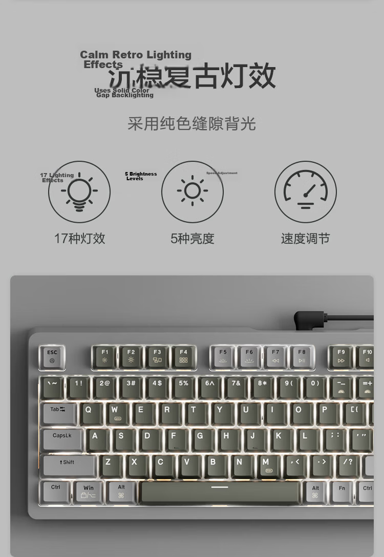 JD Original JZ990 Wired Mechanical Keyboard, 99 Keys Backlit Gasket Structure, PBT Keycaps, Multimedia Volume Knob, Dual System Compatible, Gaming And Office Use, Original Gray 15
