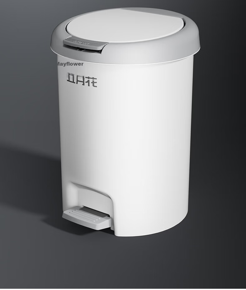 Mayflower Stainless Steel Pedal Trash Can 12L White Large Capacity Double Inner and Outer Buckets for Hotel Home Living Room Kitchen Bathroom 2