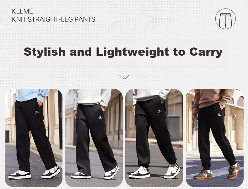 KELME Men's Sports Pants, Spring And Summer New Casual Fit, Elastic Ankle Knit Trousers, Black Color, [Elastic Ankle], Size S 11