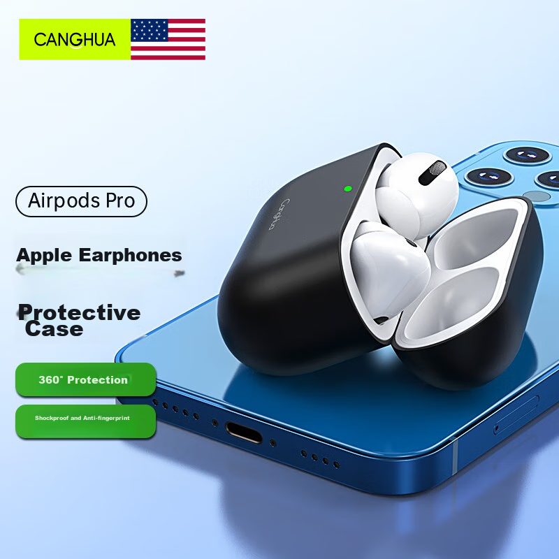 CangHua AirPods Pro First-Generation Protective Case, AirPods Pro Silicone Protective Cover, Shockproof, Dustproof, Slim Earphone Case, Soft Shell
