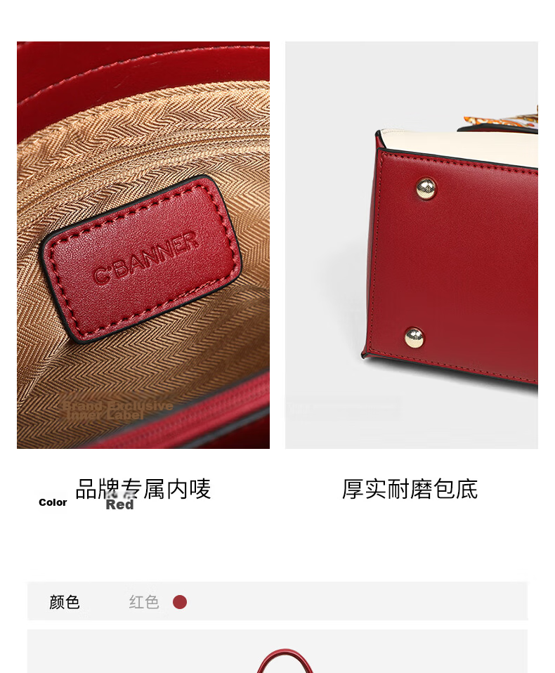 C.BANNER Leather Handbag for Women Embroidered Large Capacity Tote Shoulder Crossbody Bag Birthday Gift for Girlfriend Wife Premium Feel 11