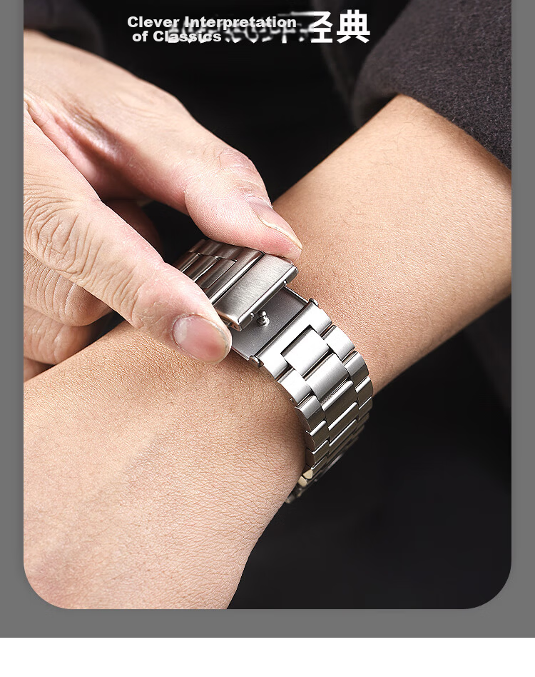 MSSM Compatible Apple Watch Band Metal Stainless Steel iWatch Band S11/Ultra3/S10/9/SE3 Apple Three-Link Stainless Steel Band - Graphite Black 41/40/38MM 14