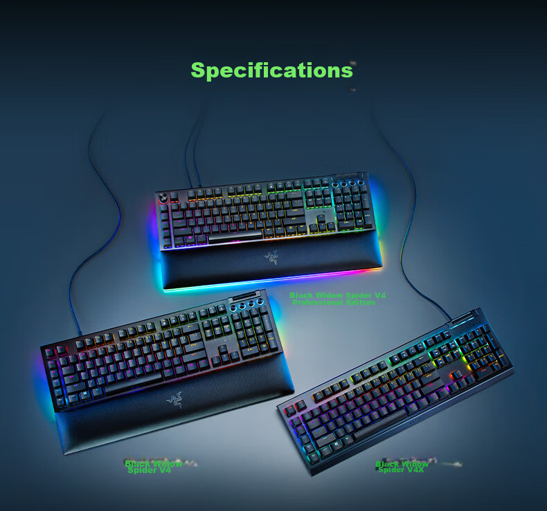 Razer BlackWidow V4 Gaming Mechanical Keyboard RGB Backlit Green Switches 9