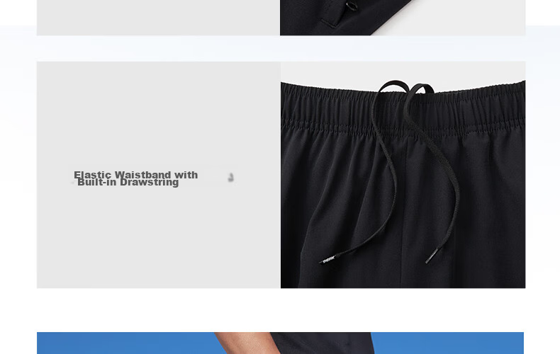 PEAK Men's Sports Pants, Summer Quick-Dry Sun Protection Breathable Running Outdoor Trousers, Black Elastic Ankle Casual Long Pants DF352281 20