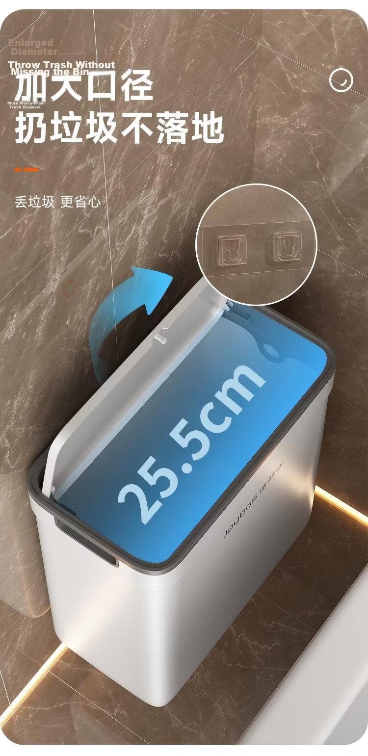Jiabangshou Bathroom Wall-Mounted Trash Can, 15.1L, Toilet with Lid, Narrow Gap, Large Size, for Home Use, 2026 New Model, Suitable for Kitchen And Living Room 5