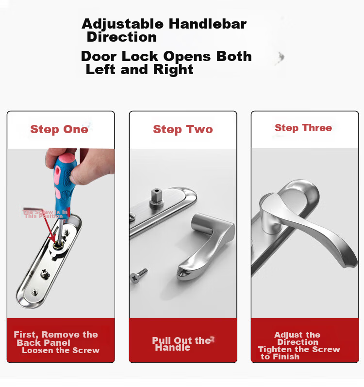 Auburn Handle Lock Bathroom Door Lock Indoor Toilet Lock No Drilling Required 0306 Hole Distance 11-13CM 19