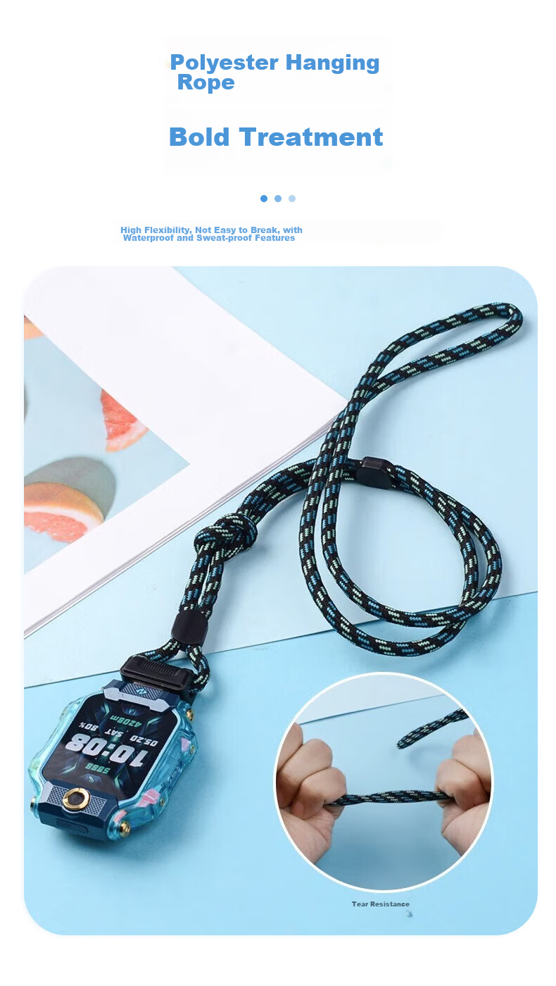 KMaxAI Hanging Rope for Small Genius Children's Phone Watch Z9/Z6S/Z7S/Q2A/Q1R/D3/Y05 Dopamine Hanging Neck Strap Watch Band Woven Single Circle Hanging Chain Blue 7