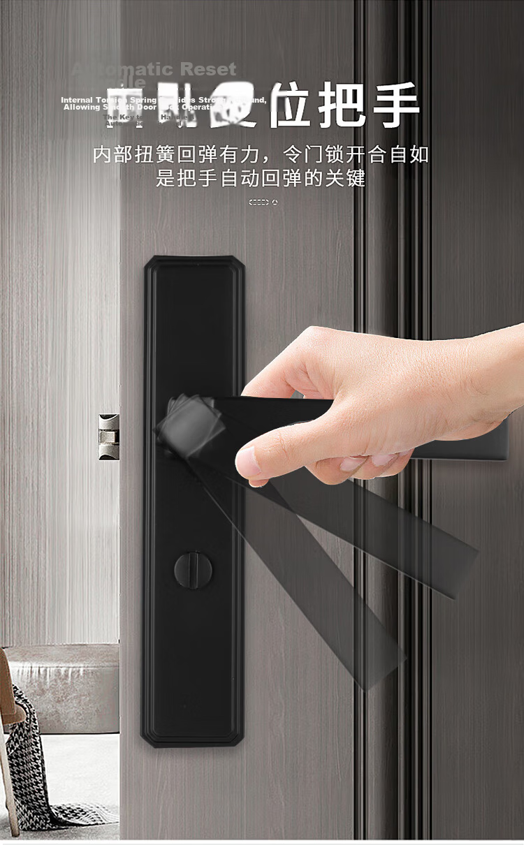 BLOSSOM W356 Bathroom Door Handle Lock Toilet Lock Aluminum Alloy Matte Black 110mm Center Distance Indoor Washroom Lock 6