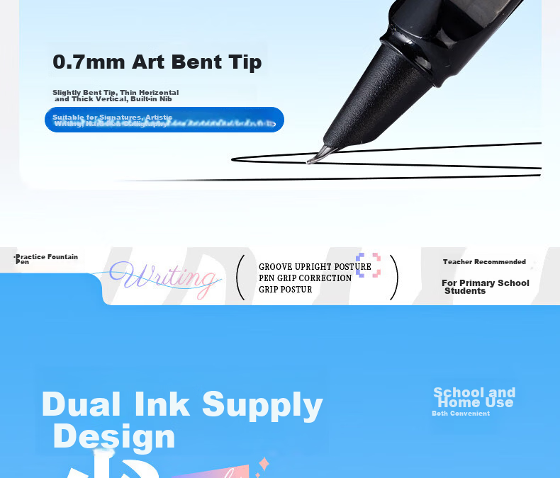 M&G Stationery Elementary School Student Fountain Pen for Back-to-School Handwriting Practice, Correct Posture, Fine Nib, Suitable for Boys and Girls Beginners, Grade 3 EF Nib Signature Pen, Single Pe 13