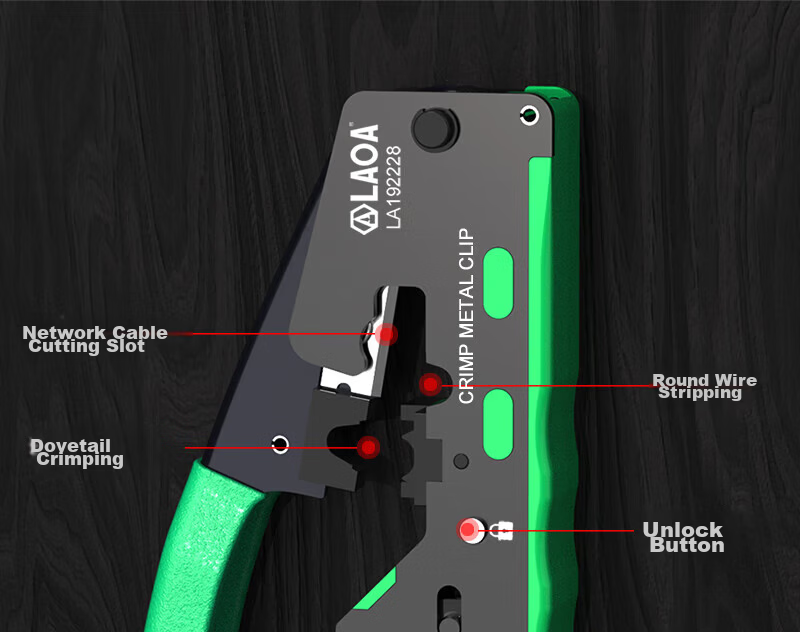 LAOA LA192238 Network Cable Crimping Tool for Cat5/6/7 with Wire Stripper and Tail Crimping Function 4