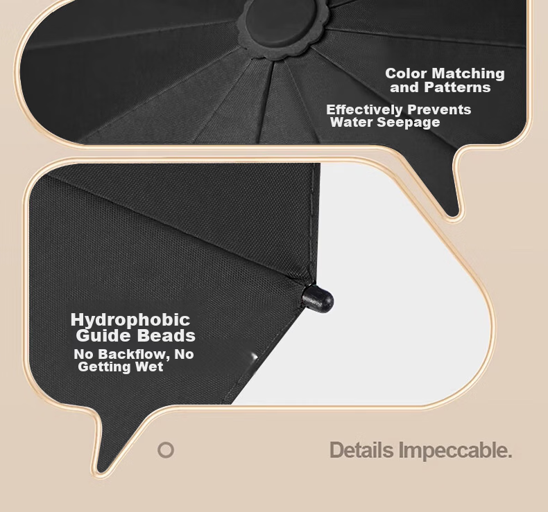 Maoli Dual-Use Automatic Umbrella, 16 Ribs, Black Rubber Coating, Impact-Resistant Fabric, Windproof Reinforced Sun Umbrella 20