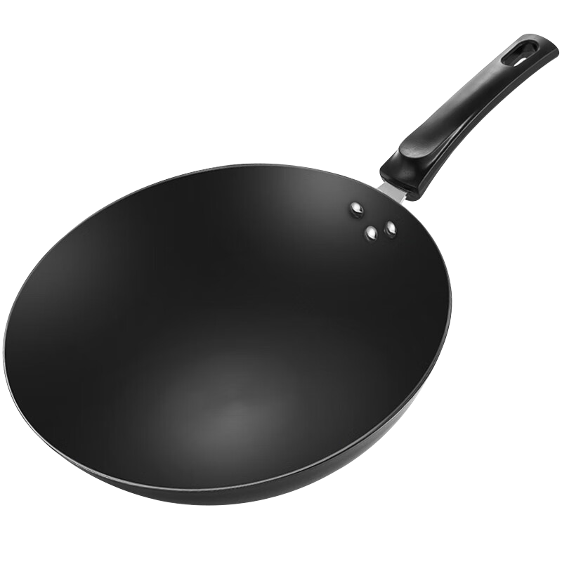 MAXCOOK Cast Iron Wok Round Bottom No Coating Traditional Stir Fry Pan 32cm Gas Stove MCC-142 Random Color