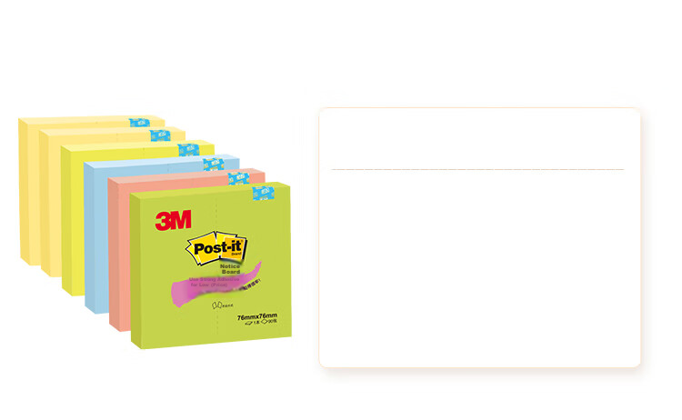 3M Sticky Notes Memo Pads Office Supplies Strong Adhesive 654S-6SP 6-Pack Multicolor Set 3