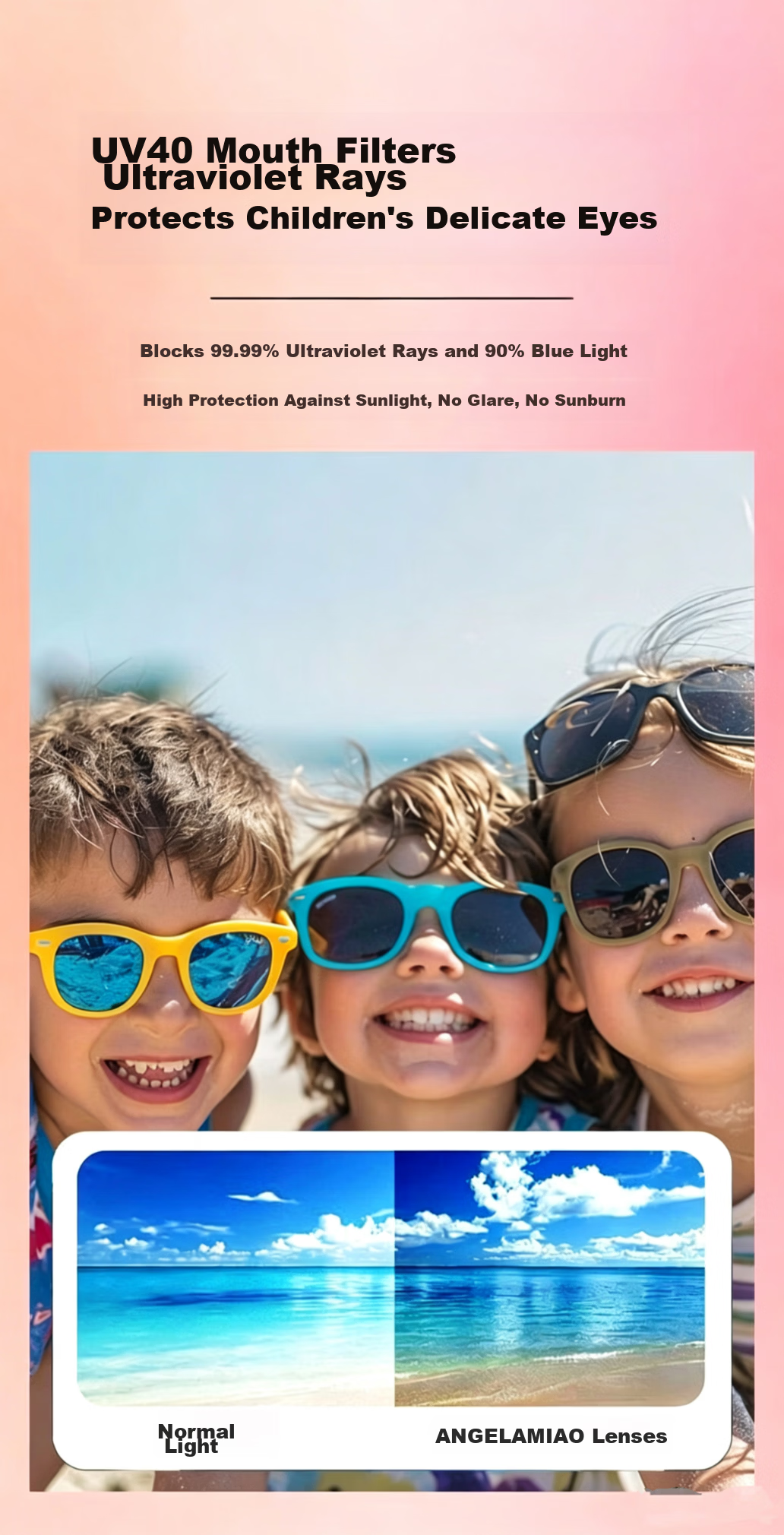 Angelamiao Children's Sunglasses, Kids' Sunglasses for Boys And Girls, UV Protection, Cartoon Cute Design, Baby And Children's Day Gift 4