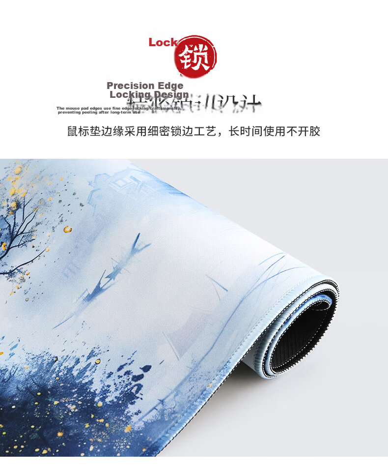 Rantopad H7+ Edge-Wrapped Gaming Mouse Pad, Extra Large Desk Mat, Thickened Keyboard Pad, Wanhuo Tongming 10
