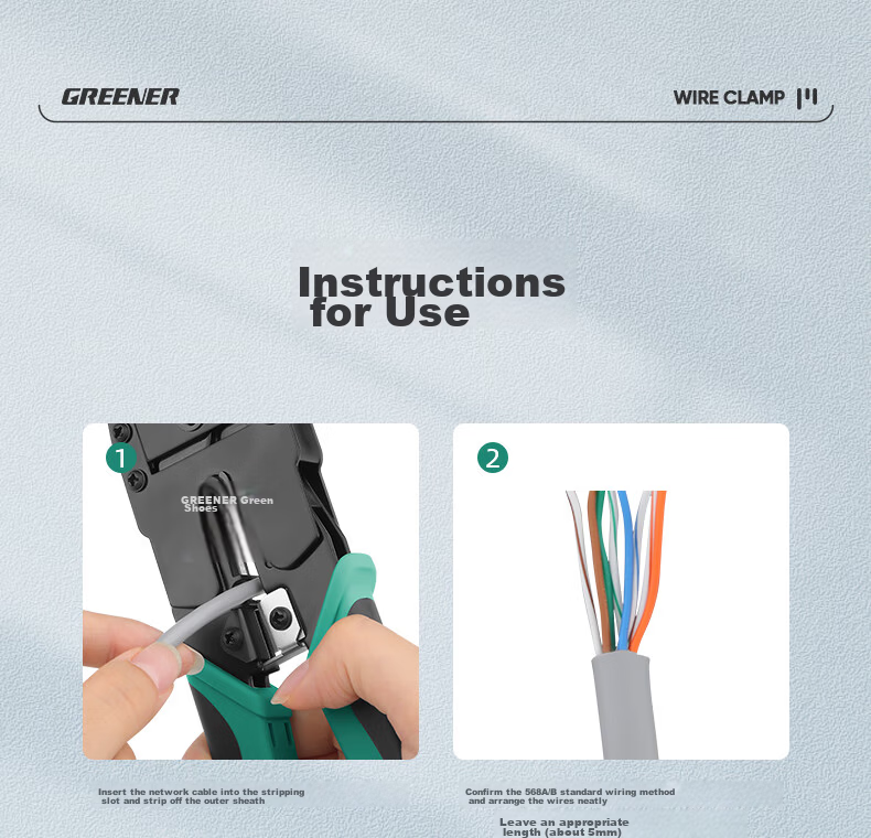 GREENER Network Cable Crimper, RJ45 Connectors, Wire Crimping Tool, Professional Multi-Functional Universal Cat5e/6/7 Home Network Pliers 19