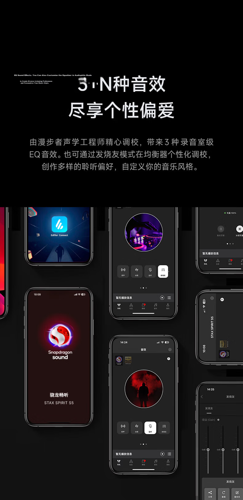 EDIFIER STAX SPIRIT S5 Over-Ear Planar Bluetooth Headphones HIFI Headphones Compatible with Apple Huawei Xiaomi Black 15