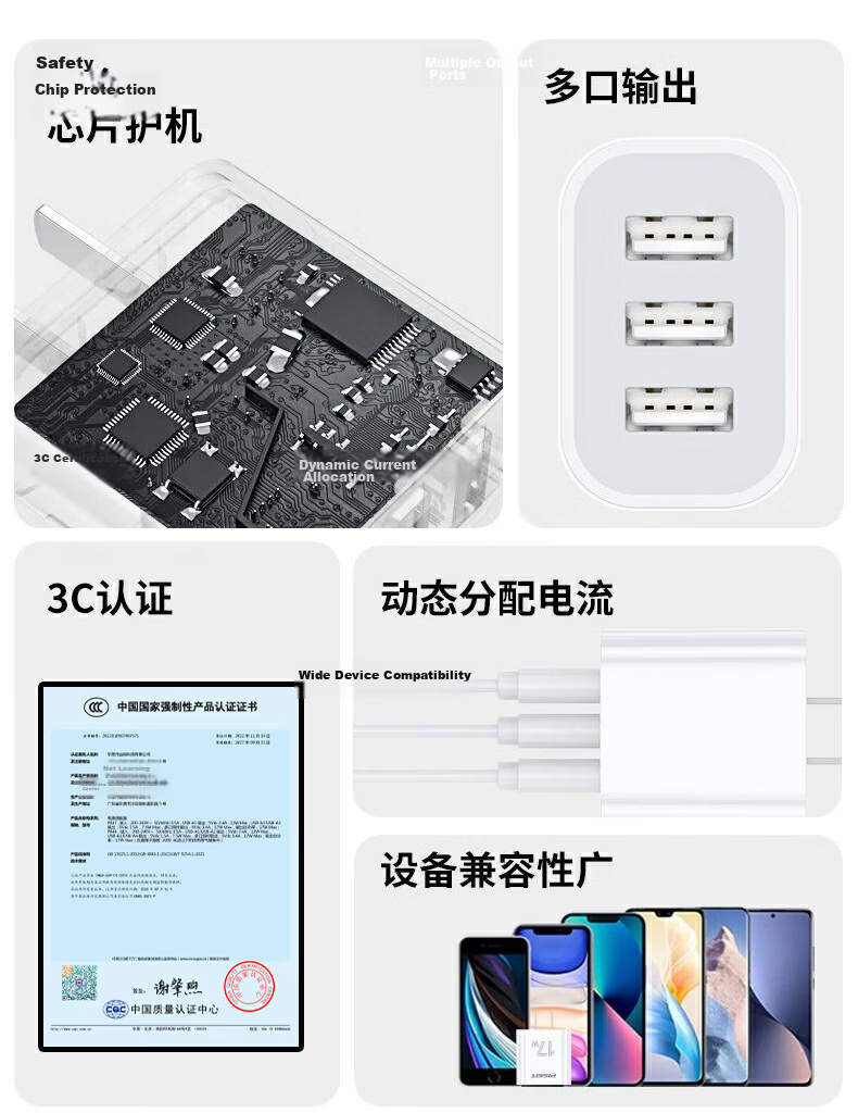 KOVOL Charger Head 5V2.1A Dual-Port USB Charger Plug Multi-Port Fast Charging Compatible with 5V1A for Apple Huawei Xiaomi Samsung OPPO Android Phones And Tablets Universal 6