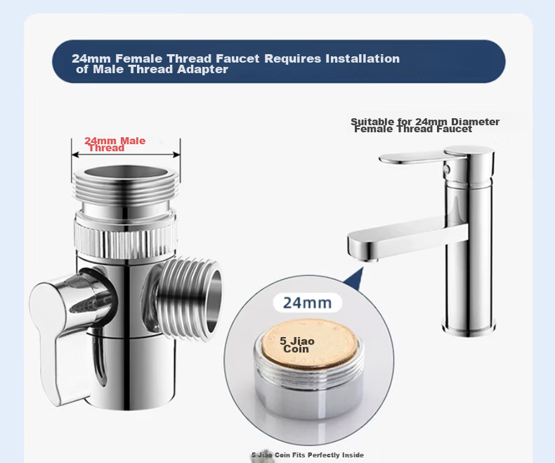 Pupai Washing Machine Faucet Adapter Kitchen Basin Tap Universal One In Two Out Water Splitter 4-Point Fine Thread Spigot 17