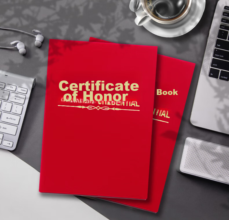 LISON 5903-12K Honor Certificate Cover Velvet Gold Stamping High-End Award Protective Sleeve with Inner Insert 9