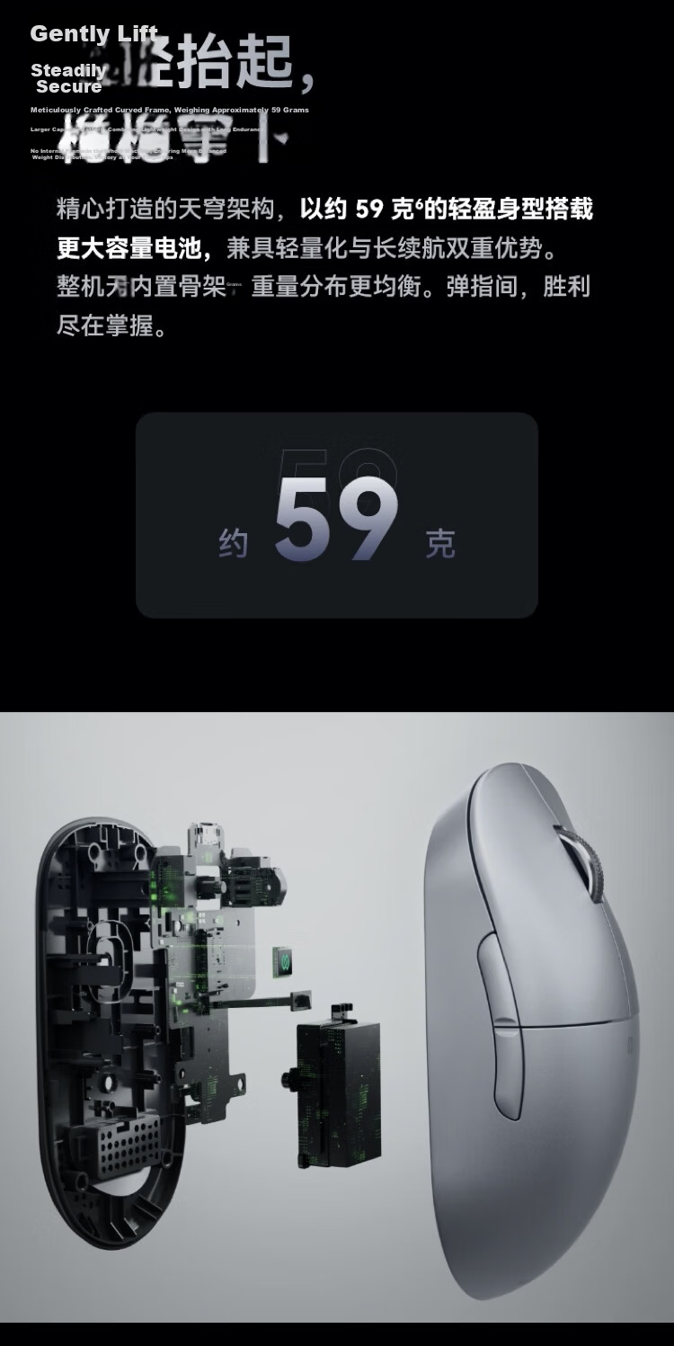HUAWEI Star Leap Mouse GT Gaming Edition Deep Space Gray Lightweight 59g Esports Gaming Mouse Star Flash 8K Report Rate PAW3950 Skin-friendly Coating Fast Charging Long Battery Life 5
