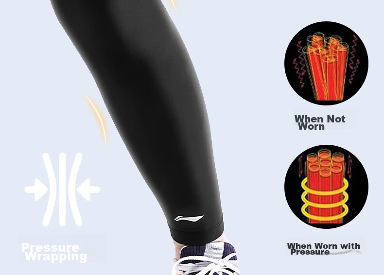 Li-Ning Basketball Leg Sleeves Thigh and Calf Compression Sleeves Long Breathable Knee Support for Men Running Sports 7