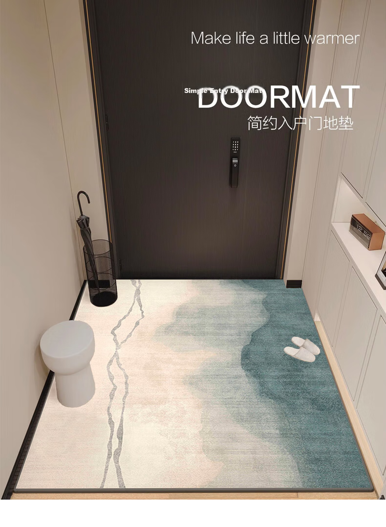 JANMEIJIA Entrance Door Mat, Indoor Doormat, Non-Slip, Dirt-Resistant, Cuttable PVC Outdoor Carpet for Doorway 1