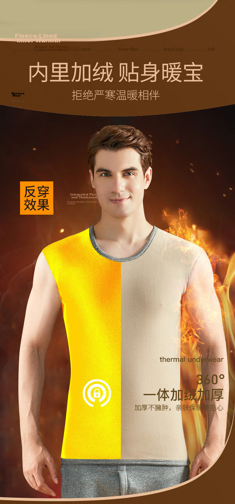 LangSha Thermal Vest for Men, Autumn And Winter, Lambswool Fleece-Lined, Thickened, Slim-Fit, Inner Wear, Cold-Proof Base Layer for Me 4