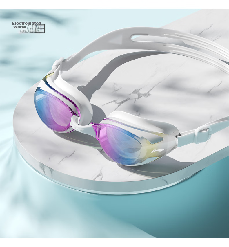 LI-NING Women's Swimming Goggles and Swim Cap Anti-Fog Men's High-Definition Swimming Glasses Prescription Swimming Goggles White 24-19 19