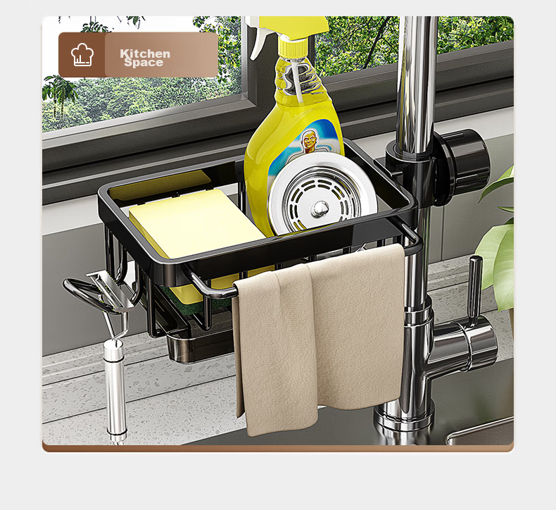 Jiadu Kitchen Faucet Storage Rack Multifunctional Dishwashing and Vegetable Washing Sink Draining Cloth Storage Rack for Home Use 8