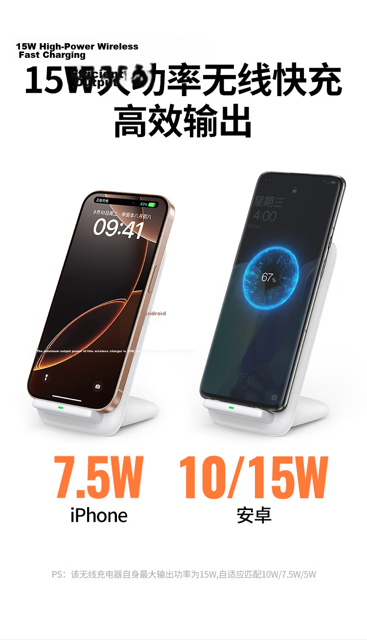 UGREEN Wireless Charger Stand for Apple iPhone 18/17/16/15/14/13/12/Pro Max, Vertical Fast Charging Dock, 15W Huawei Phone and Earphone Charger 10