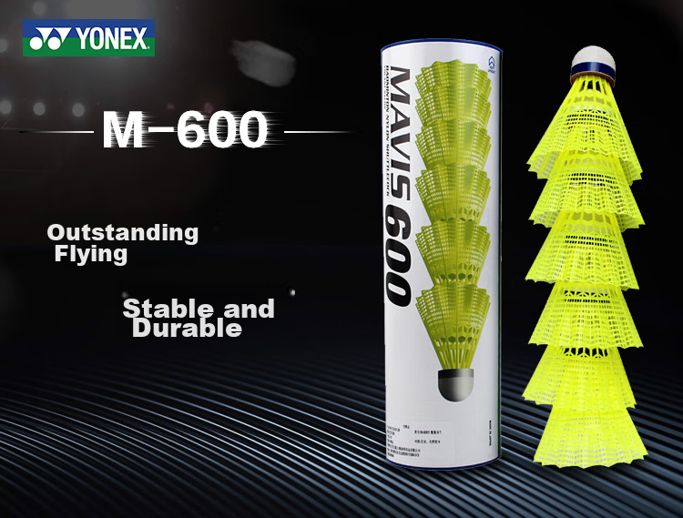 YONEX Badminton Shuttlecock, Durable Flight Stability, Competition And Training, Nylon Plastic Ball M-300 White 1