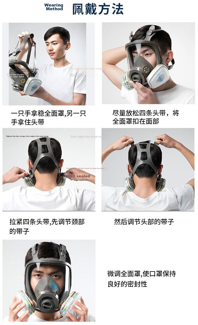 Leyoubai Easy Anti-Toxic Full Face Mask for Ammonia and Organic Derivative Gases, Dual-Purpose Dust and Toxic Mask for Fertilizer Plant Chemical Industry, Firefighter Respirator Mask 14