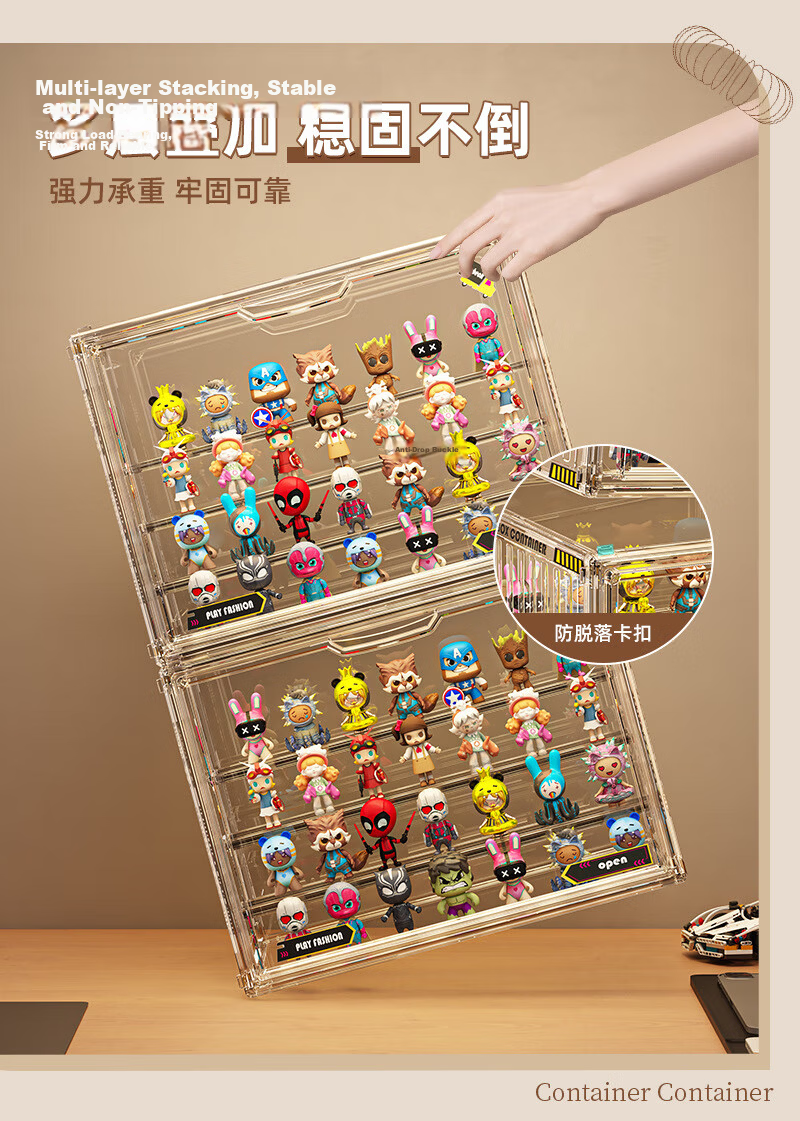 Hakkai Bird Blind Box Acrylic Display Case Labubu Figurine Display Cabinet Pop Mart Storage Box Transparent Lego Dustproof 5