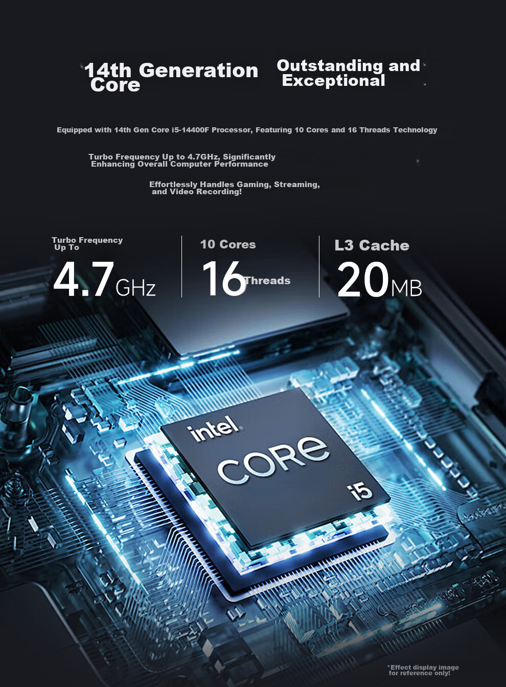 Five-Color Fish 14th Gen Core i5-14400F 16GB+1TB RTX3050 Ray Tracing Dedicated Graphics Office Gaming Desktop Computer Full Set 2
