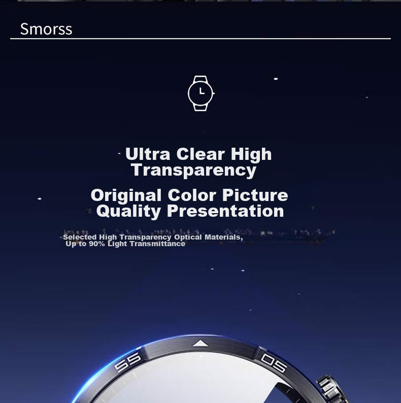 Smorss [2 Pieces Premium] Screen Protector for Huawei Watch GT6Pro/5Pro, Tempered Glass Film for Smartwatch, HD Anti-Scratch 46mm 9
