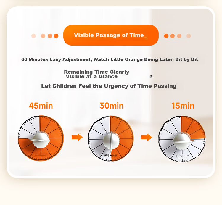 Perfect Score Little Scholar Orange Visual Timer Learning Dedicated Children's Self-Discipline Time Manager Timing Reminder Back to School Season 10