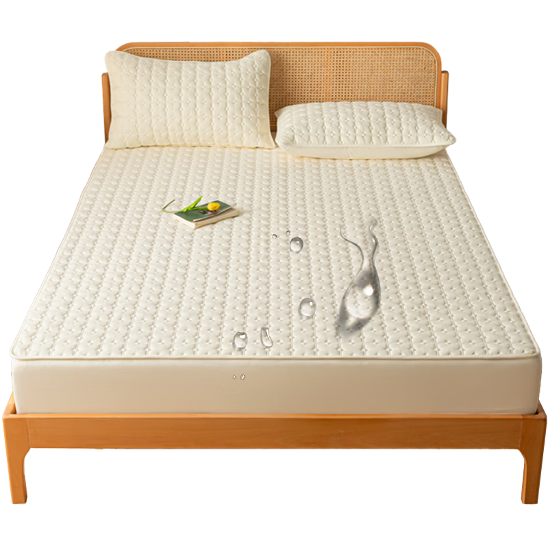 MUJI Class A Waterproof Soybean Cotton-Padded Fitted Sheet Single Double 1.8x2m Mattress Protector Cover for 1.8m Bed