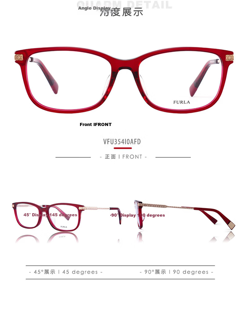 Furla Full-Rim Women's VFU354I Commuter Prescription Optical Glasses Frame 550700 Glossy Black 4