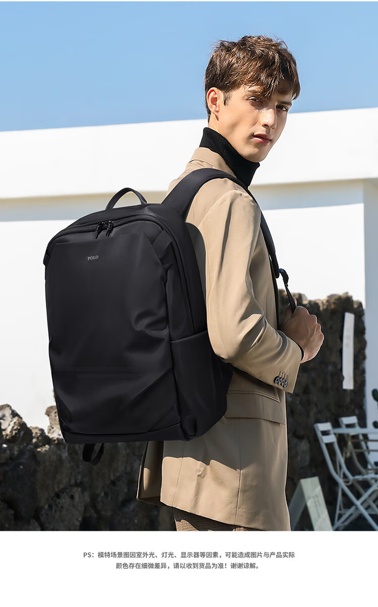 POLO Men's Backpack Dual Shoulder Bag Short Trip Travel Bag Student School Bag 16/17.3 Inch Laptop Bag Business Travel Bag 5