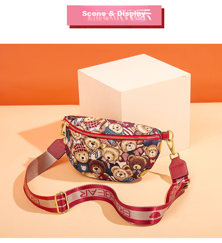 Bear Affection Women's Sports Running Multifunctional Lightweight Chest Bag Wide Shoulder Strap Single Shoulder Crossbody Bag Valentine's Day Gift 19