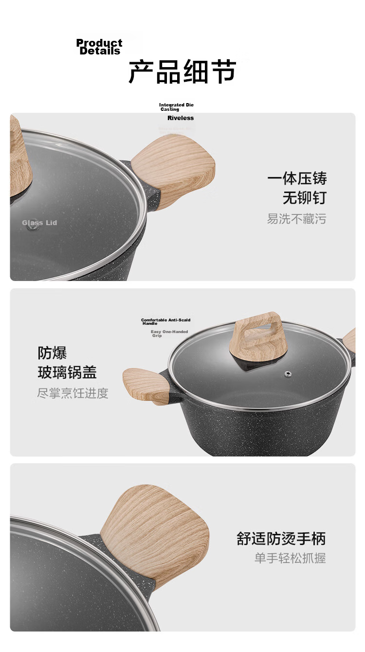 JD Original Non-Stick Soup Pot in White Wheat Stone Color for Home Cooking And Stewing, Compatible with Gas And Induction Cooktops, with Steamer Insert, 24cm 10