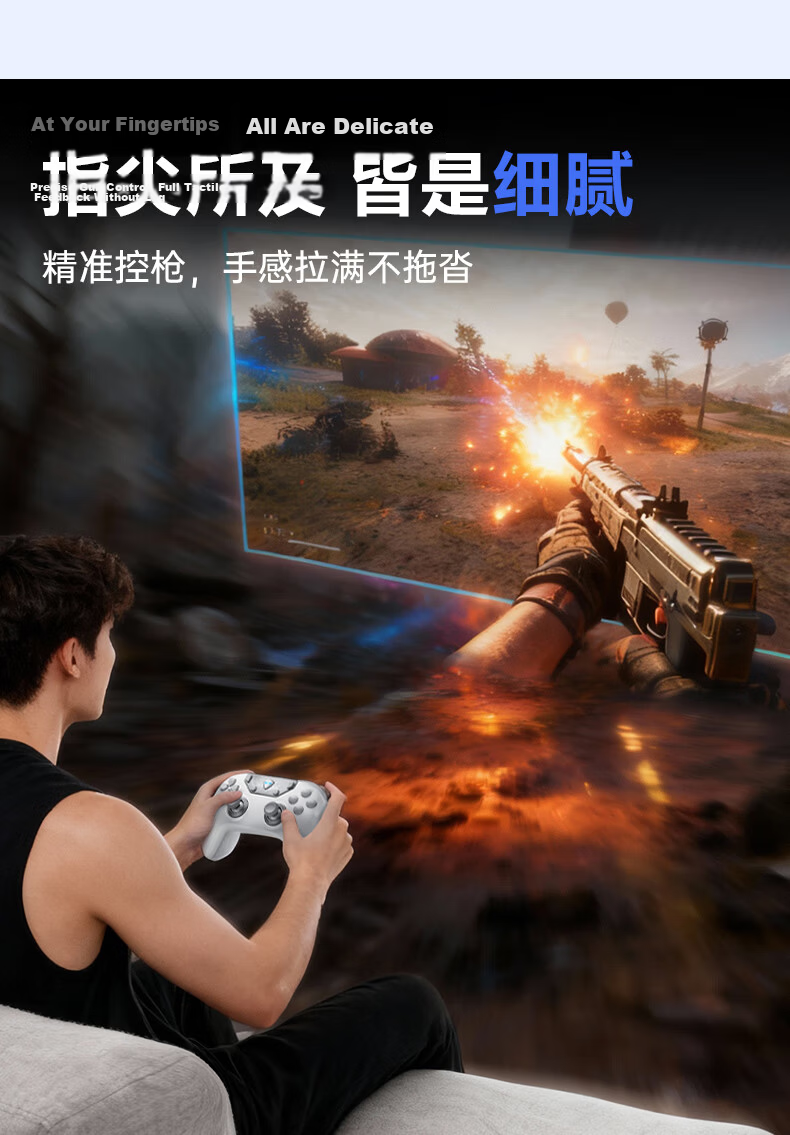 Mechanic F1 White Dual 8K Wireless Gaming Controller FPS Esports Ultra-Low Latency Large Grip Controller for Steam TV PC Online and PC Games CS2 Dota Shadow Blade Zero Gift 18