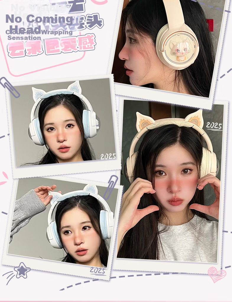 ONIKUMA Cat Ear Headphones, Wireless Bluetooth Tri-Mode, Cute High-Quality Noise-Cancelling Music Gaming E-Sports Headset with Microphone, for Huawei Android Phones And Computers, Birthday Gift 11