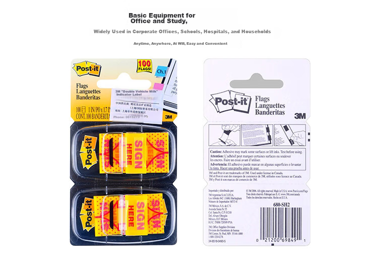 3M Post-it Notes Arrow Flag Reminder Labels Stationery 680-SH2 100 Sheets 6