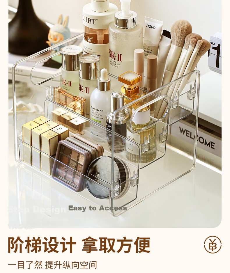 Bing Optimization Transparent Acrylic Cosmetic Storage Box Desktop Vanity Organizer Staircase Perfume Rack 8