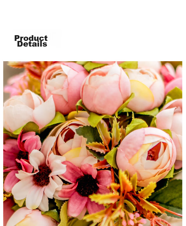 SUGER LOVE Nordic Style Artificial Flower Arrangement Set with Plastic Flowers and Ceramic Vase Pink for Living Room Dining Table Decoration 10