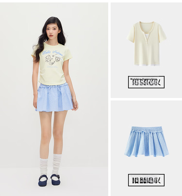 Semir Cooling T-Shirt | Luo Xiaohei Short Sleeve T-Shirt for Women Summer Short Slim Fit Shoulder 2026 Fun Clothing 109326100044 15